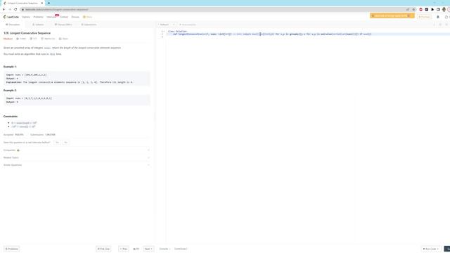 128. Longest Consecutive Sequence - Python - One Line смотреть онлайн