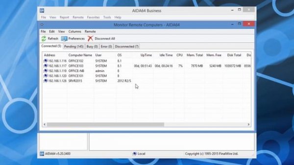 AIDA64 - Monitoring remote PCs