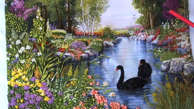 Вышивка лентами. Мастер-класс картины "Лебеди на пруду" смотреть онлайн