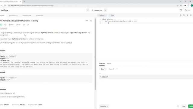 November 10/2022 LeetCode Challenge: Remove All Adjacent Duplicates In String смотреть онлайн
