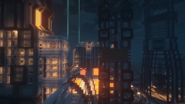 A Night In The Futuristic City | Minecraft City In Survival
