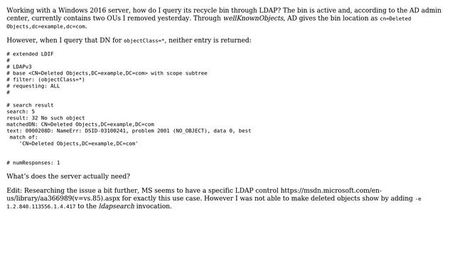 access AD recycle bin through LDAP смотреть онлайн