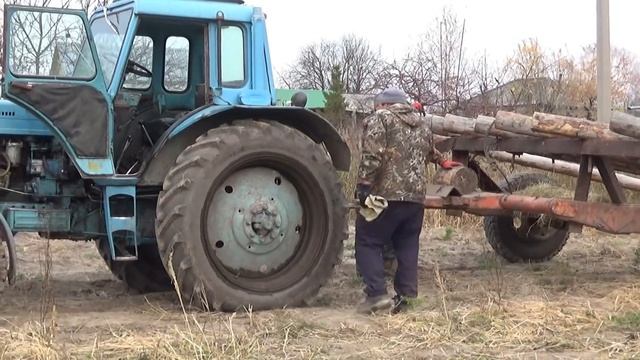 Возим сено по осени 2019. Про цепи на трактор. смотреть онлайн