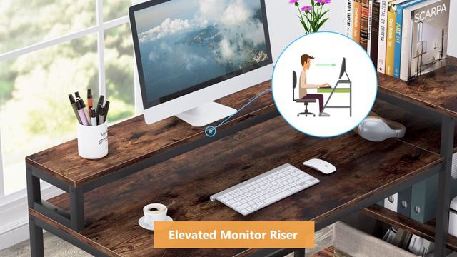 Tribesigns Reversible L Shaped Computer Desk with Storage Shelf, Industrial 55 Inch Corner JW0052 смотреть онлайн