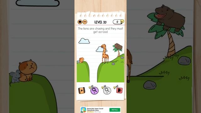 Brain Test 2 Level 20 The lions are chasing and they must get across || Tom's adventure walkthrough смотреть онлайн