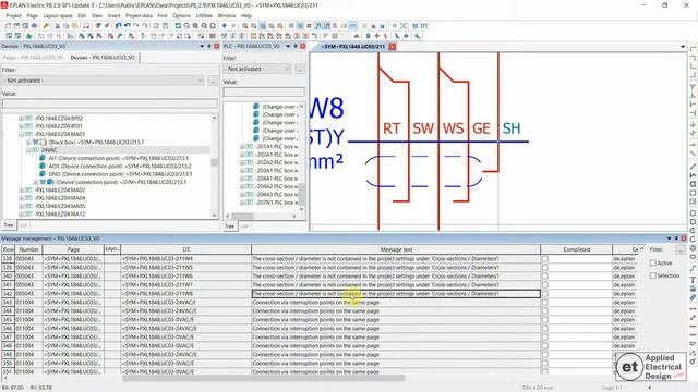 Eplan P005043 - The cross-section / diameter is not contained in the project settings under "Cros.. смотреть онлайн