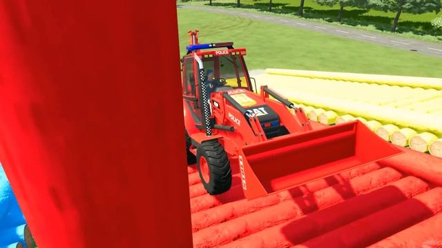 LOADER OF COLORS! CAT BACKHOE LOADERS TRANSPORTED BY MERCEDES TRUCK! FS 22! Farming Simulator 22 смотреть онлайн