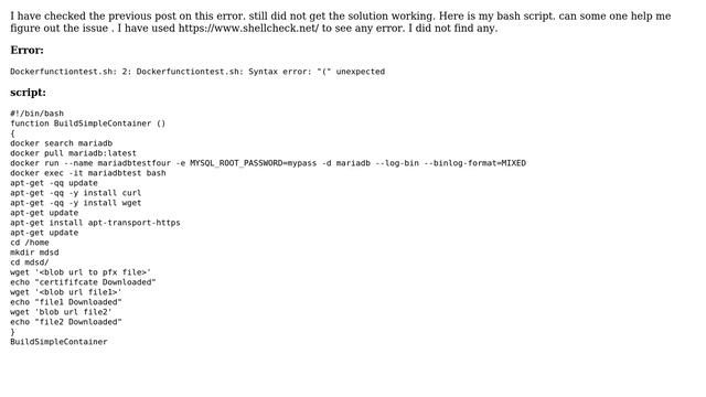 Unix & Linux: shell script error : Syntax error: "(" unexpected смотреть онлайн