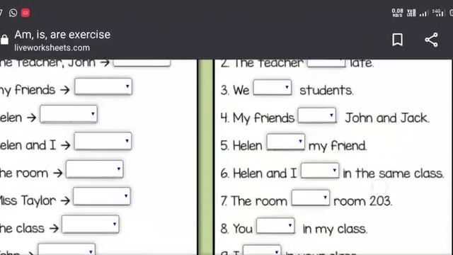 English Is, Am, Are Solved Worksheets / Classes 1-4 #worksheets смотреть онлайн