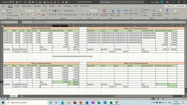 How to create a Timesheet in Microsoft Excel. Create a 24 hr automated timesheet. смотреть онлайн