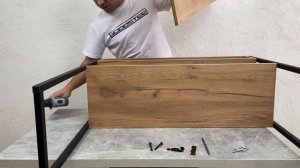 39.Обувница / Консоль для прихожей в стиле Лофт «Chicago lite» 90x30x90 см.Чёрный