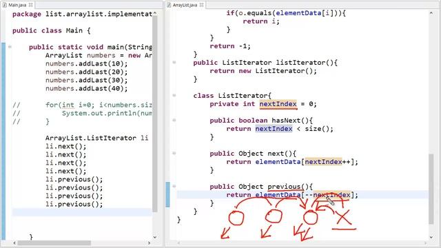 ArrayList - java 구현 10 - Iterator previous hasPrevious смотреть онлайн