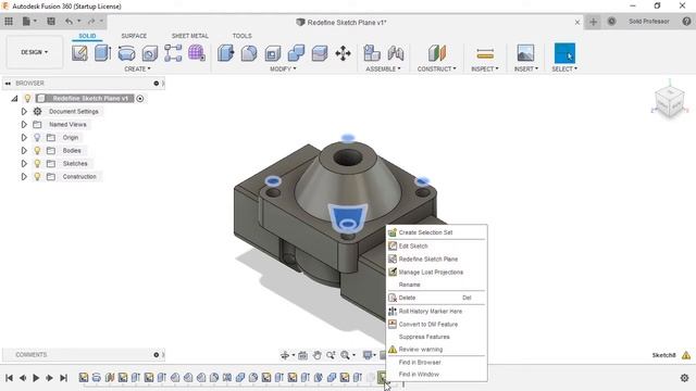 19-Redefine Sketch Plane for Fusion 360 смотреть онлайн