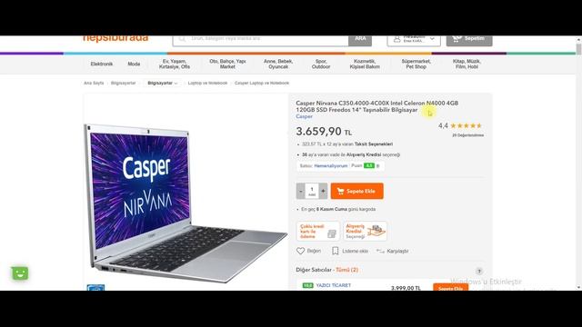 Bütçe Dostu Casper Nirvana C350 4000 4C00X Intel Celeron N4000 4GB 120GB SSD En hesaplı смотреть онлайн