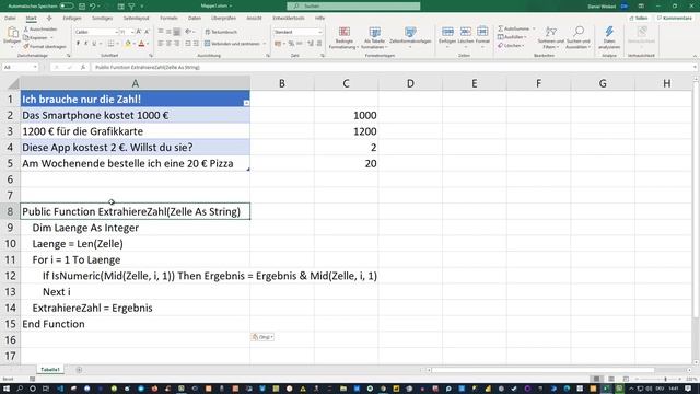 Excel VBA Wie kann ich Zahlen aus Text extrahieren смотреть онлайн