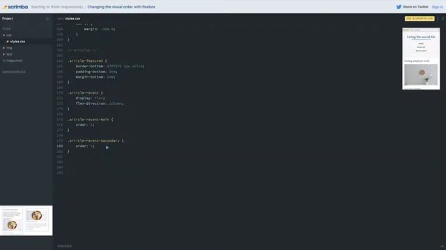 35. Changing the visual order with flexbox - Responsive CSS Tutorial смотреть онлайн