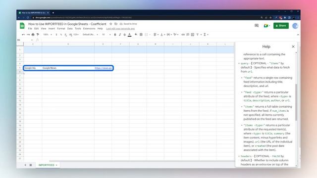 IMPORTFEED Google Sheets Formula: Import RSS or ATOM Feeds смотреть онлайн