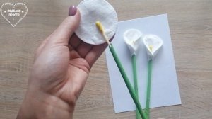 Цветы из ватных дисков - каллы для мамы