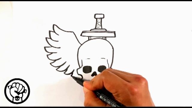 How to Draw AMAZING Skull Sword Wings Drawing - Draw Tattoo Art - Drawing Step by Step for Beginner смотреть онлайн