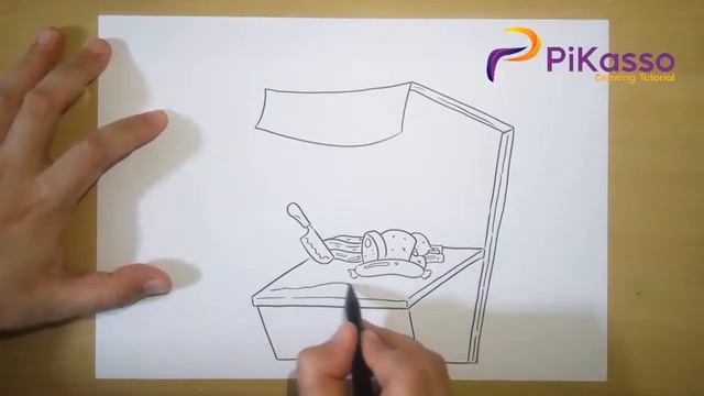 How to Draw Cartoon Market Stalls Fair Booths Food Meat Products смотреть онлайн