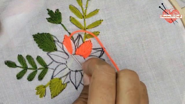 Hand Embroidery Tutorial , Easy Flower Embroidery Design Fishbone Stitch. смотреть онлайн