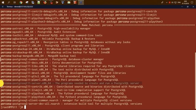 Установка Percona Distribution for PostgreSQL 11 в CentOS 8 смотреть онлайн