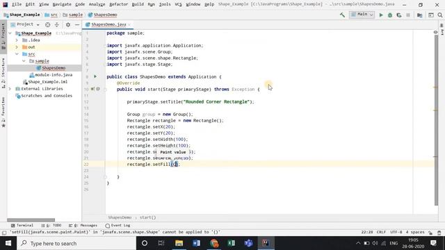 Rounded Corner Rectangle using Java Fx | Shapes in Java смотреть онлайн