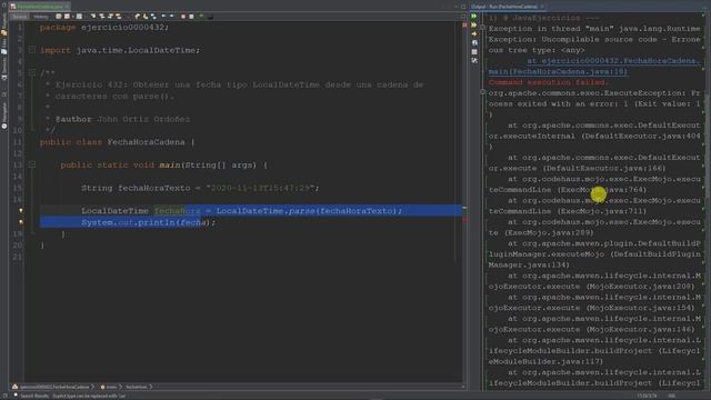 Java Ejercicio: 432 Obtener una Fecha y Hora Tipo LocalDateTime a partir de una Cadena de Caractere смотреть онлайн