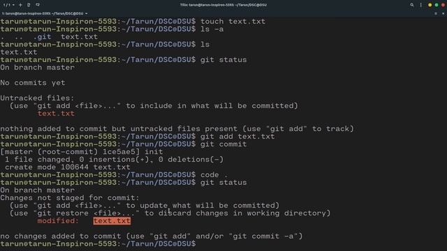 GitHub Crash Course 4: Working with Git locally | DSC@DSU | Tarun Kumar смотреть онлайн