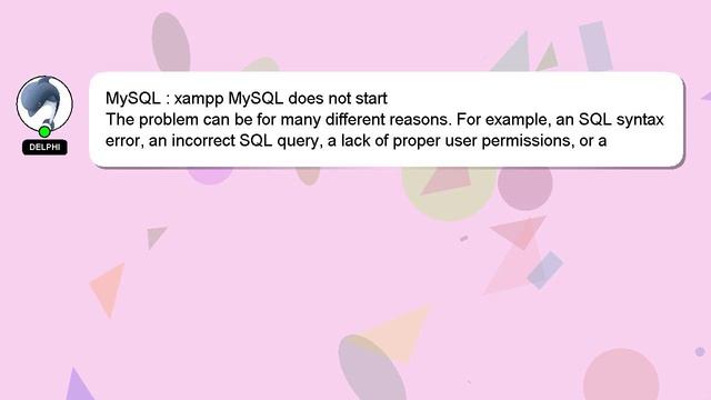 MySQL : xampp MySQL does not start смотреть онлайн