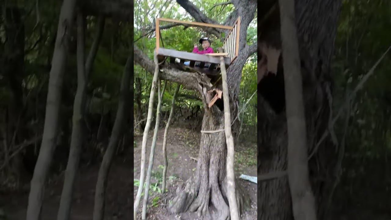 Построили с сыном дом на дереве и тарзанку, таким должно быть нормальное детство, а не в телефоне смотреть онлайн
