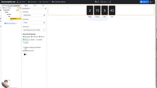 How to add countdown element in Bootstrap 5 builder смотреть онлайн