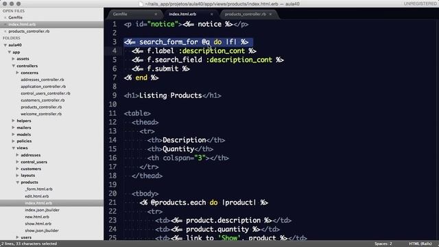 Ruby on Rails para iniciantes - Aula 40 - Criando pesquisas com o Ransack (Básico) смотреть онлайн