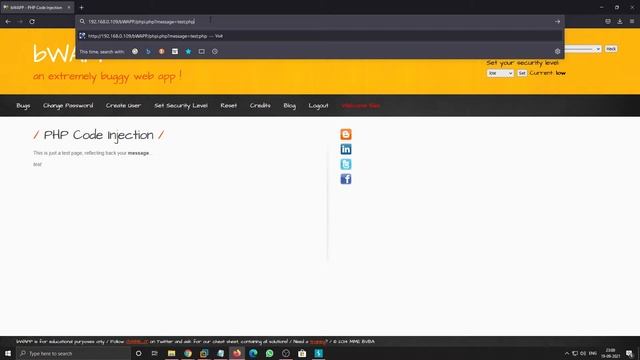PHP Code Injection bWAPP tutorial смотреть онлайн