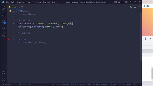 064. LocalStorage | JavaScript darslari | O'zbek tilida | JavaScript Amaliyot смотреть онлайн