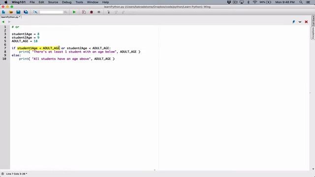 58. The or logical operator - Learn Python смотреть онлайн