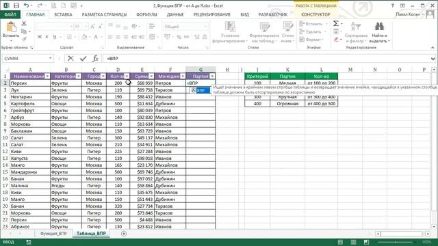 Продвинутый Курс по Excel. Урок 3. Функция ВПР смотреть онлайн