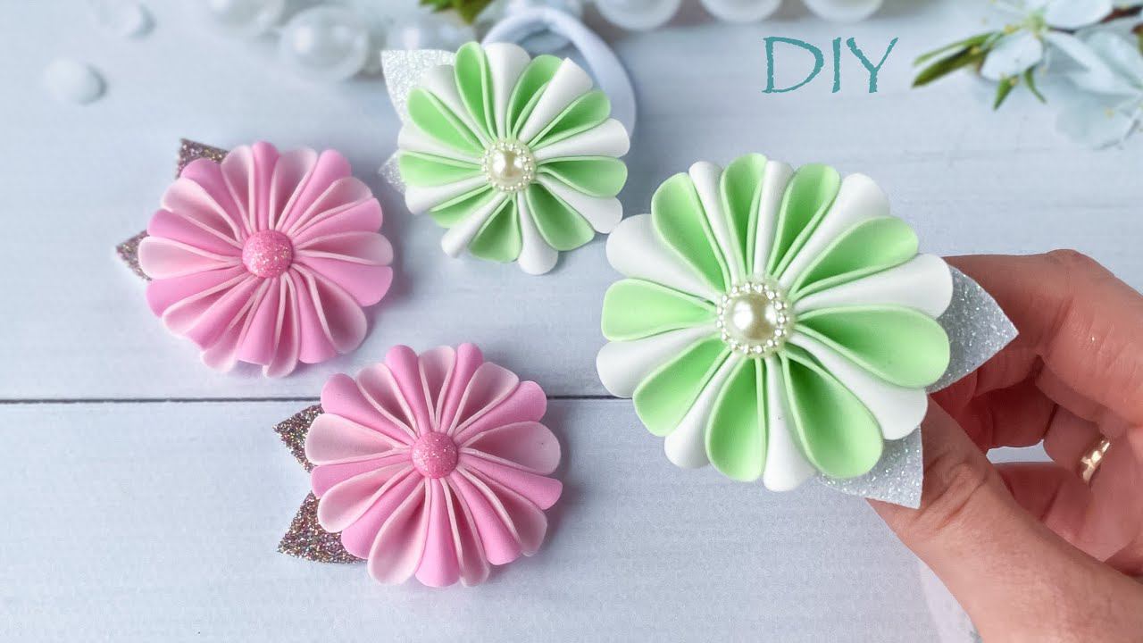 Резиночки Цветы из фоамирана На Заколку Повязку Easy tutorial Eva foam sheets flowers смотреть онлайн