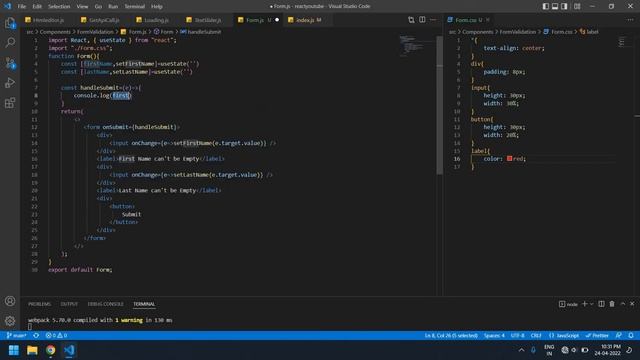 Form Validation In React JS || Input Validation React JS || React Form Validation OnSubmit || React