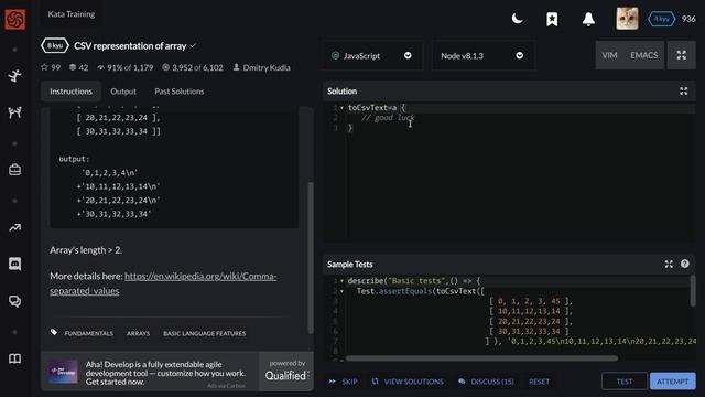Codewars CSV representation of array смотреть онлайн