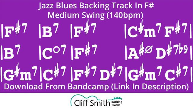 F# Major - Medium Swing Jazz Blues Backing Track (140bpm) смотреть онлайн