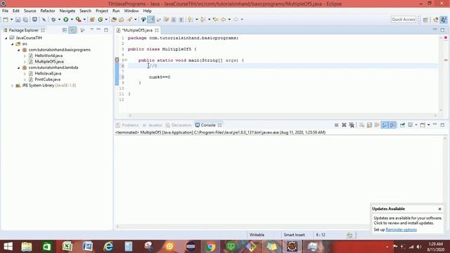 Java program to print multiple of 5 смотреть онлайн