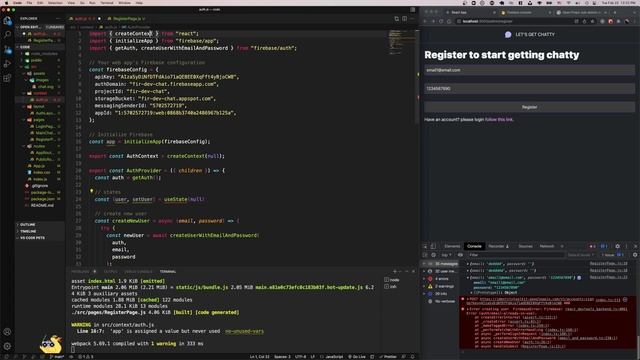 #3 Firebase 9 y React | Aplicación Chat en Tiempo Real | Registrando usuarios con Firebase Auth смотреть онлайн