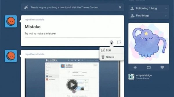 Tumblr: How to delete a blog post