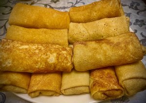 Блинчики с мясом и картофельным пюре
