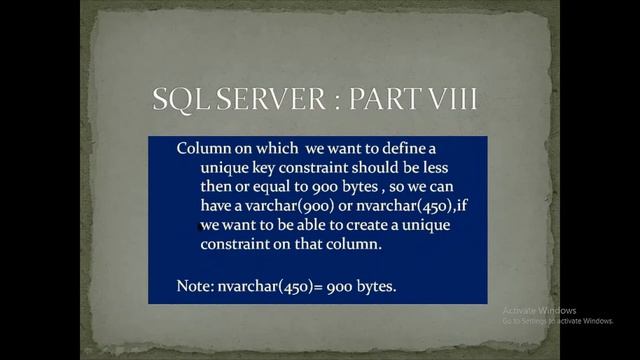 unique key constraint in sql || Total size of an index or primary key cannot exceed 900 bytes. смотреть онлайн