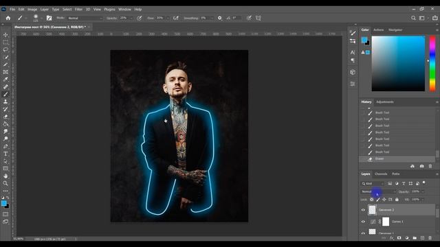 Фотошоп урок: светящиеся линии на фото. Неоновые линии. Простой способ добавить свечение на фото. смотреть онлайн