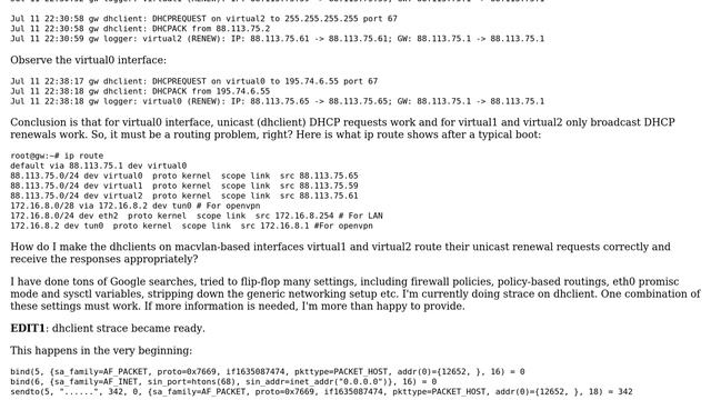 DHCP & macvlan: Only first virtual interface works with unicast DHCPREQUEST смотреть онлайн