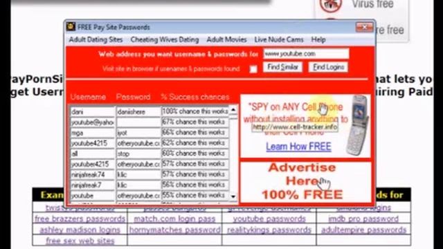 xFREEx Website Passwords and Usernames смотреть онлайн