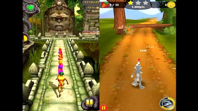 Temple Run 2 Lost Jungle VS Looney Tunes Dash Android iPad iOS Gameplay HD смотреть онлайн